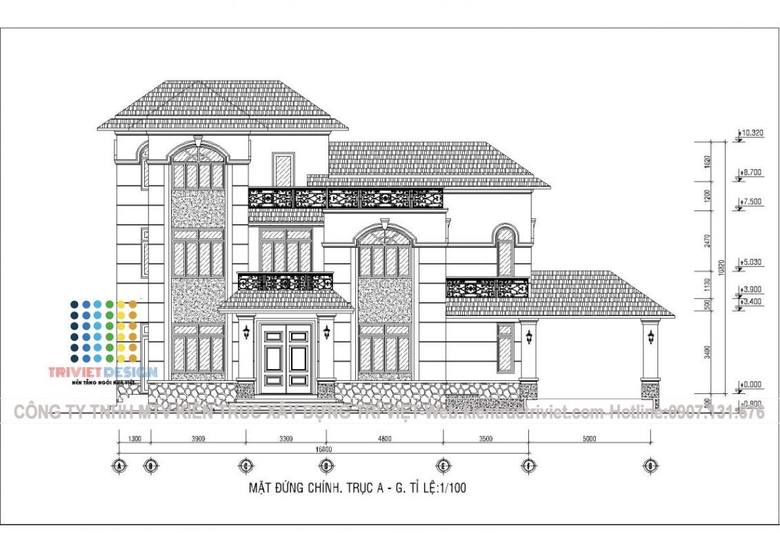 bản thiết kế biệt thự 02 lầu 01 trệt củ chi đẹp