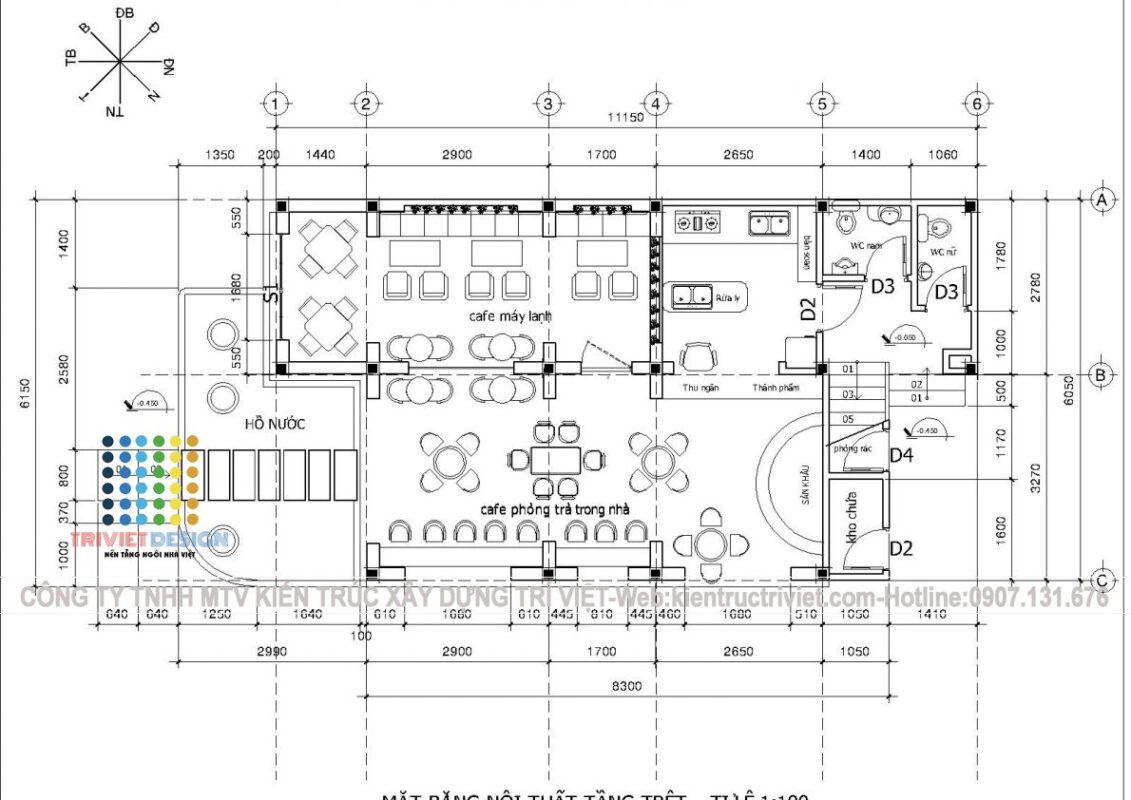 bản vẽ quán cafe mặt phố dễ thương