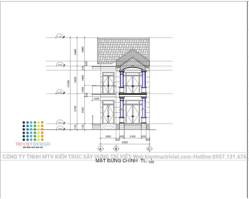 bản vẽ biệt thự phố 1 lầu 1 trệt đẹp