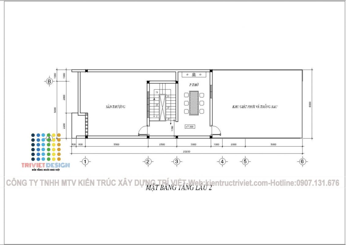 mặt bằng nhà phố 5x20 3 phòng ngủ