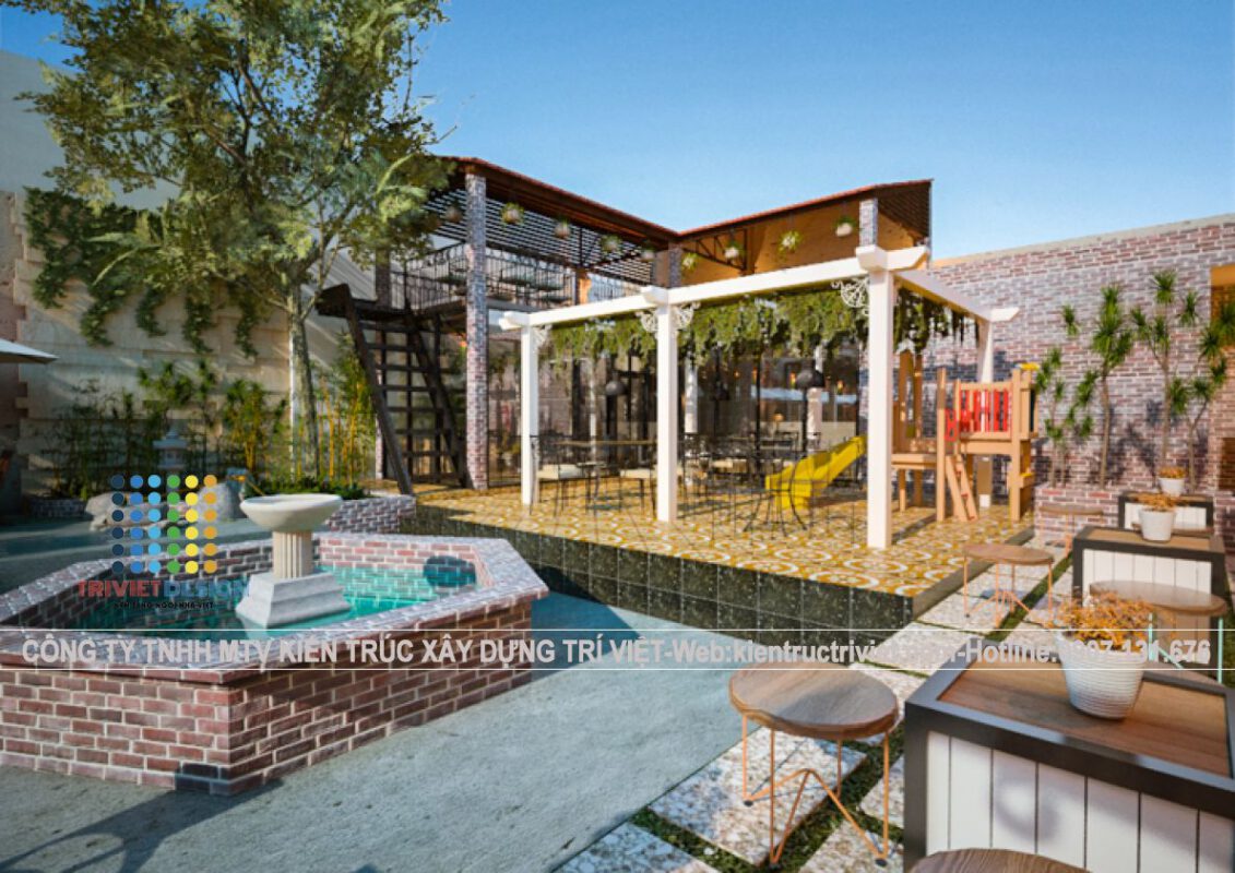 mẫu cafe sân vườn đẹp rộng rãi