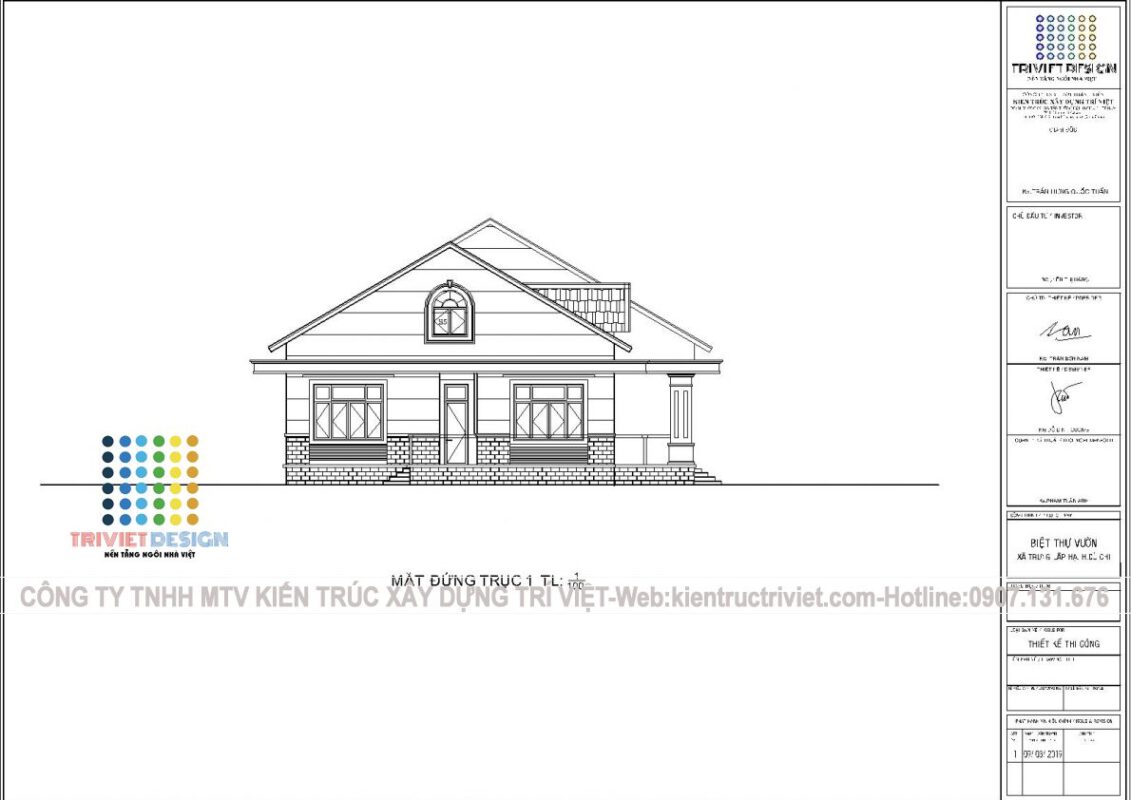 mẫu nhà biệt thự trệt hiện đại chi phí thấp