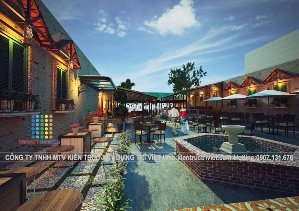 thiết kế cafe sân vườn đẹp 2023