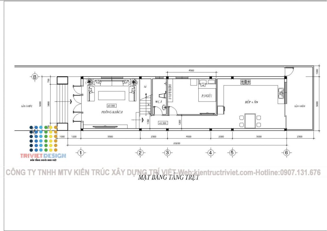 thiết kế nhà phố 5x20 đẹp sang trọng