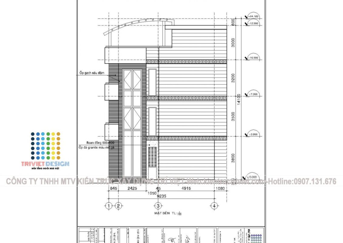 thiết kế nhà shophouse 3 tầng tam giác