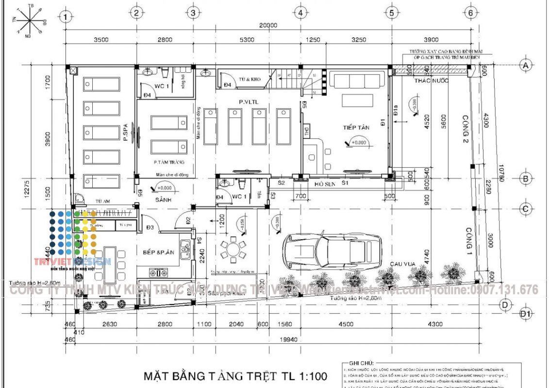 thiết kế phòng spa hiện đại kết hợp ở