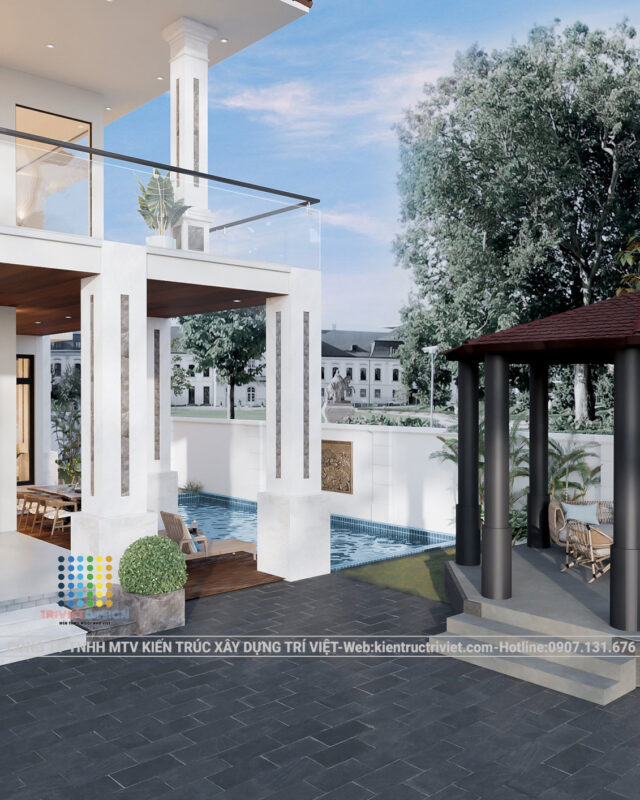 ảnh nhà biệt thự vườn đẹp có hồ bơi