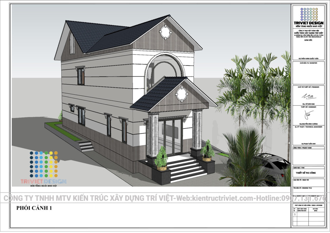 mẫu nhà biệt thự 2 tầng mái thái đẹp