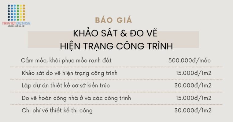 đơn giá khảo sát và đo vẽ nhà đất