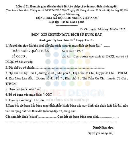 lên thổ cư đất củ chi