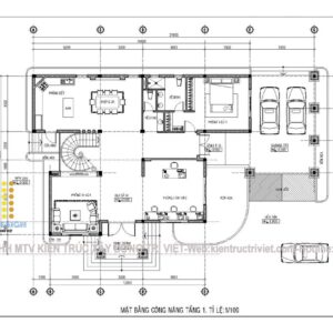 bản vẽ nhà biệt thự vườn 1 trệt 2 lầu củ chi đẹp