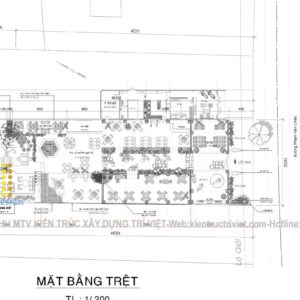 mặt bằng quán cafe sân vườn đẹp hiện đại