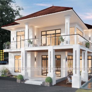 mẫu nhà biệt thự 01 trệt 01 lầu có sân vườn