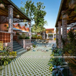 thiết kế cafe sân vườn hiện đại đẹp