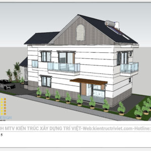 mẫu biệt thự mái thái 2 tầng đẹp