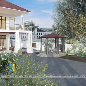 thiết kế biệt thự nhà vườn đẹp có bể bơi