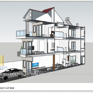 thiết kế nhà 1 trệt 2 lầu mặt phố hiện đại