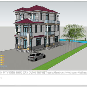 thiết kế nhà biệt thự mái nhật tân cổ điển