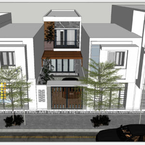thiết kế nhà mặt phố 1 trệt 1 lầu có gác lửng