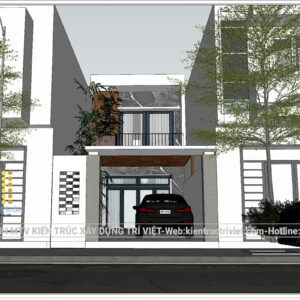 thiết kế nhà phố 1 trệt 1 lửng