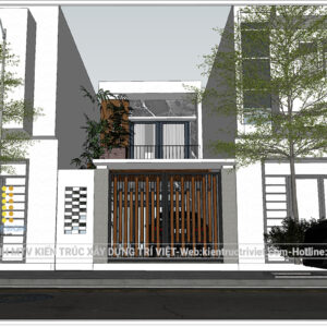 thiết kế nhà phố hiện đại 01 trệt 01 lầu